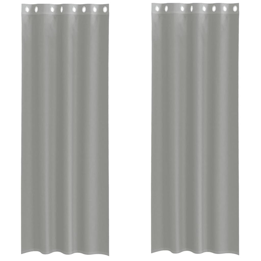 Gordijnen voile met doorvoertules 2 st 140x260 cm lichtgrijs