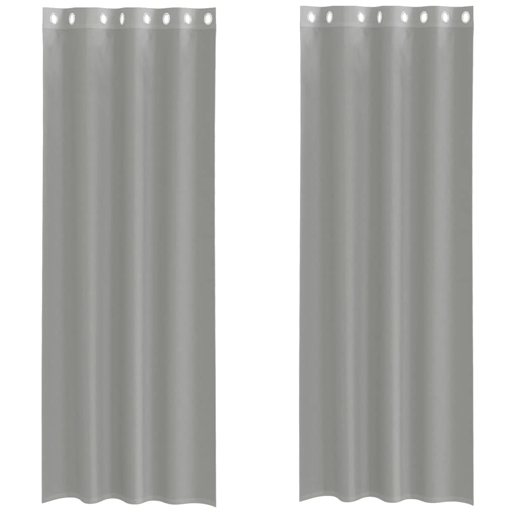 Gordijnen voile met doorvoertules 2 st 140x300 cm lichtgrijs