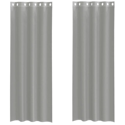 Gordijnen voile met doorvoertules 2 st 140x300 cm lichtgrijs
