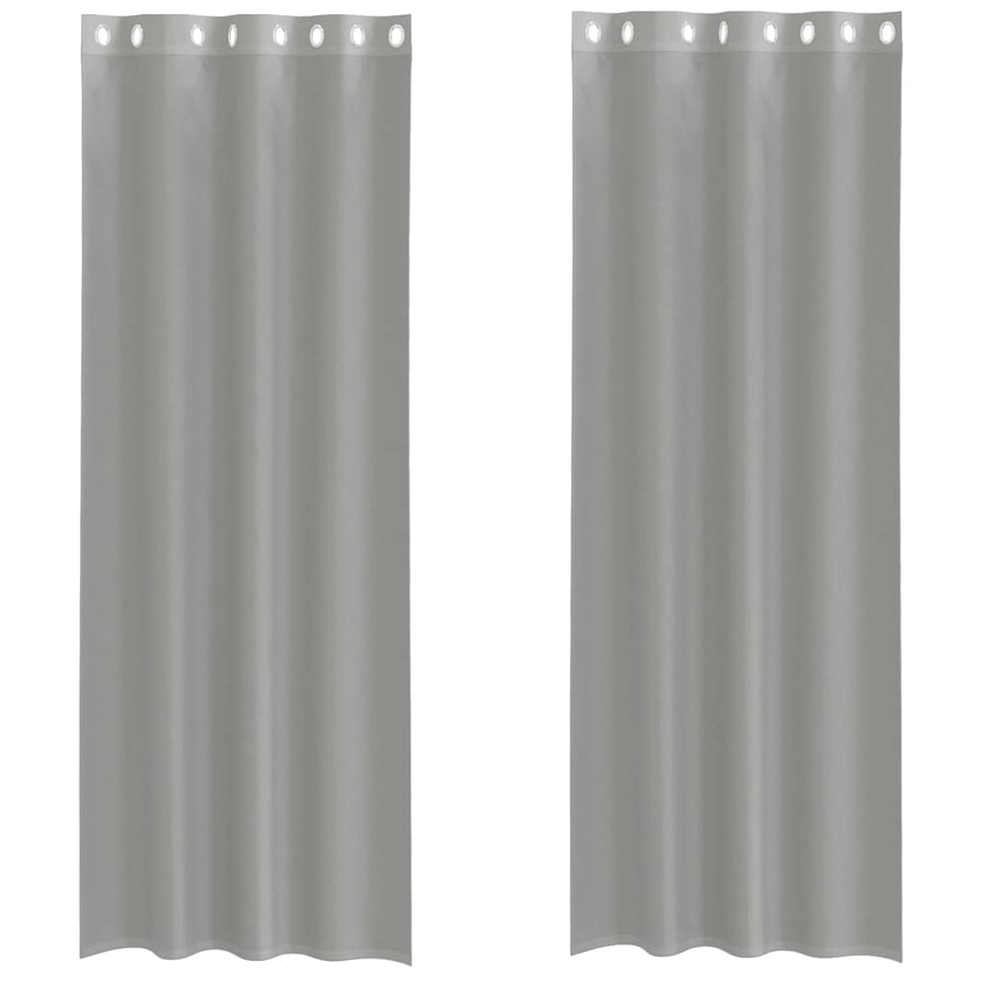 Gordijnen voile met doorvoertules 2 st 140x300 cm lichtgrijs