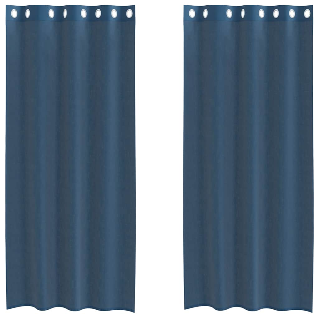 Gordijnen voile met doorvoertules 2 st koningsblauw