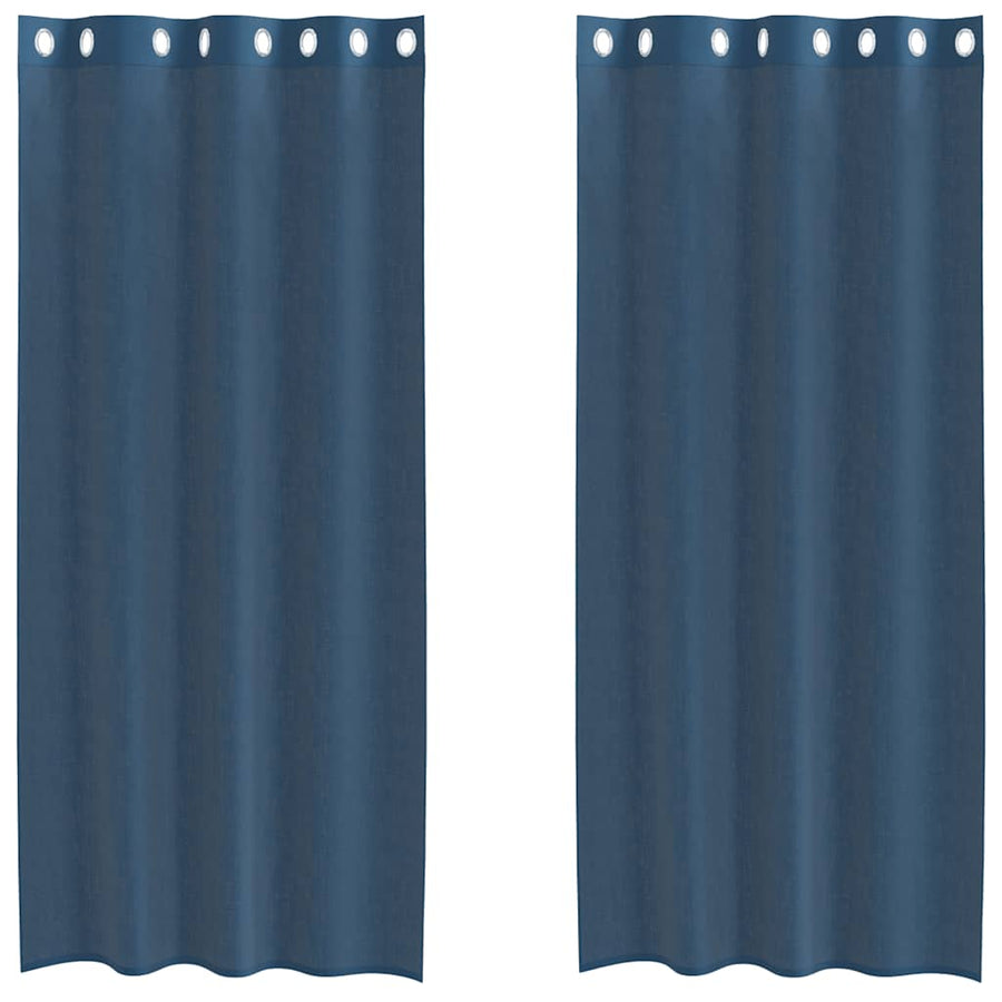 Gordijnen voile met doorvoertules 2 st koningsblauw
