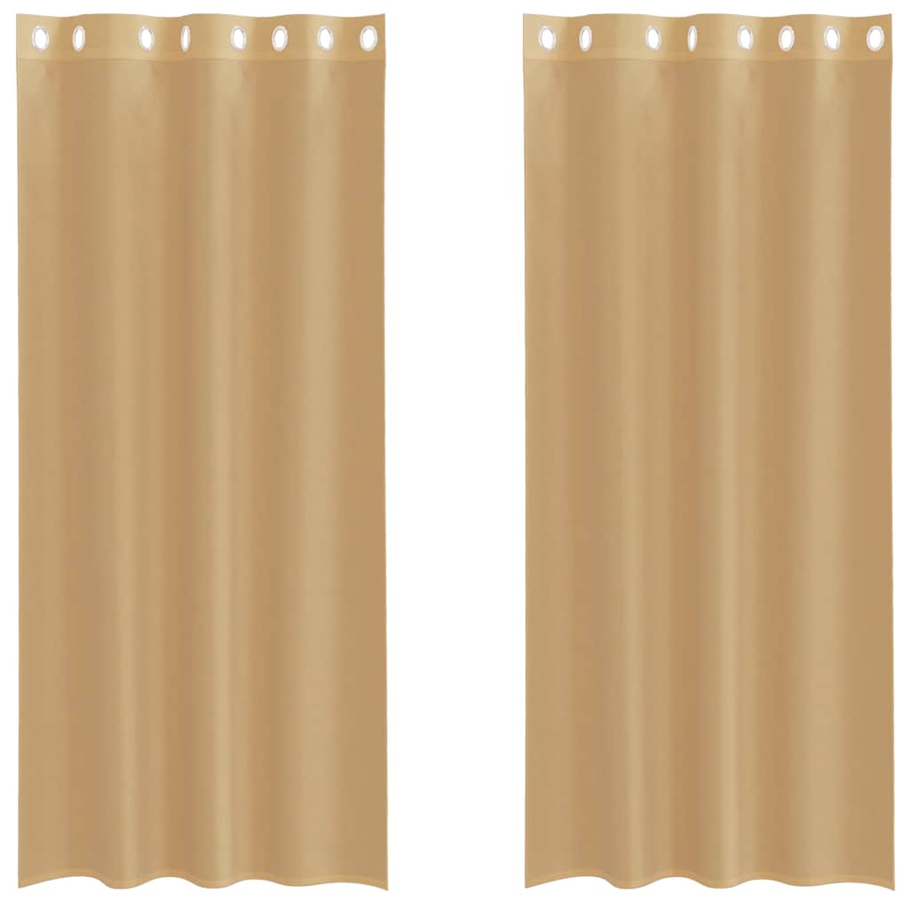 Gordijnen Voile met doorvoertules 2 st zand