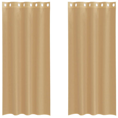 Gordijnen Voile met doorvoertules 2 st zand