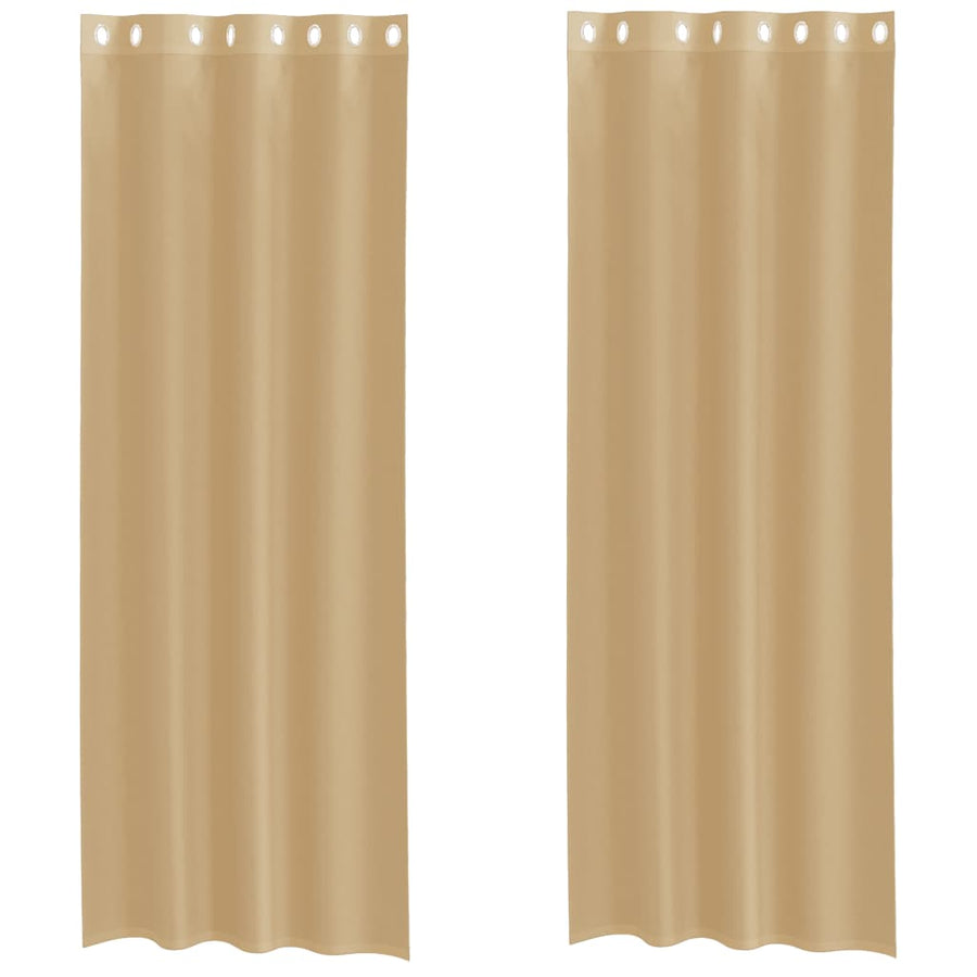 Gordijnen Voile met doorvoertules 2 st zand