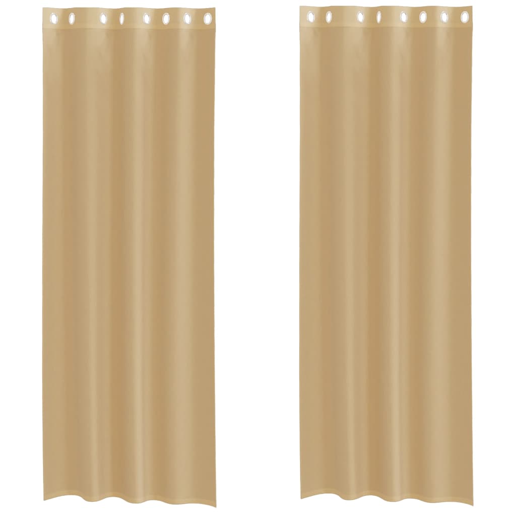 Gordijnen Voile met doorvoertules 2 st zand