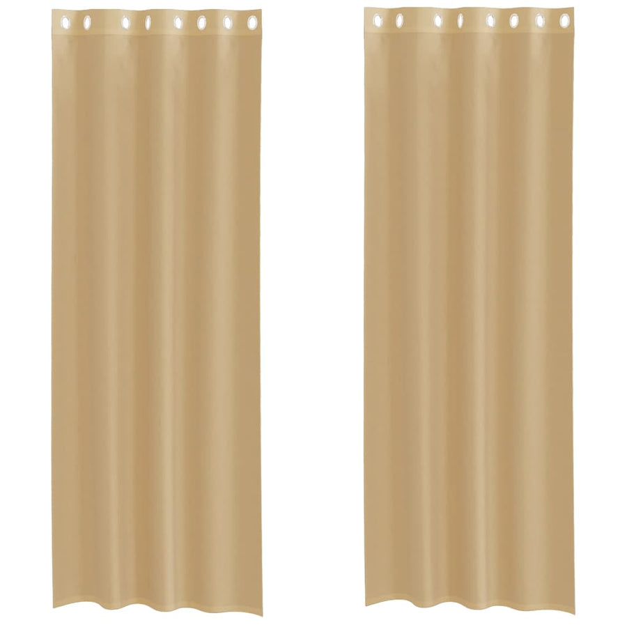 Gordijnen Voile met doorvoertules 2 st zand