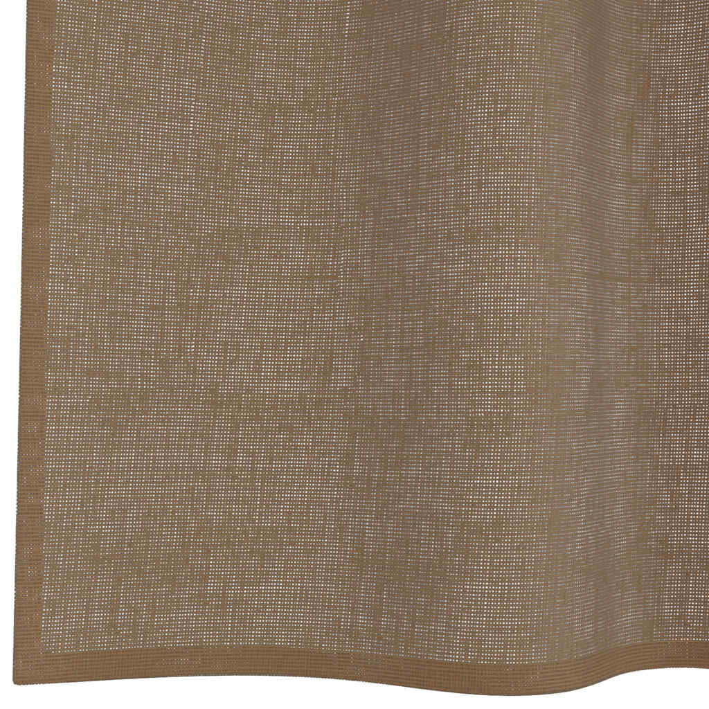 Gordijnen voile met doorvoertules 2 st lichtbruin