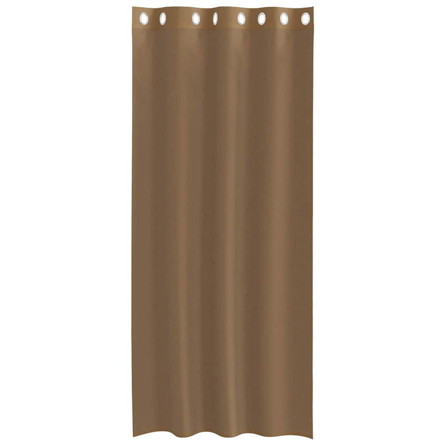 Gordijnen voile met doorvoertules 2 st lichtbruin
