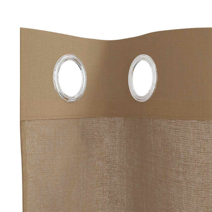 Gordijnen voile met doorvoertules 2 st lichtbruin