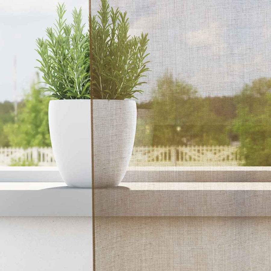 Gordijnen voile met doorvoertules 2 st lichtbruin