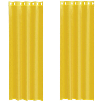 Gordijnen voile met doorvoertules 2 st geel