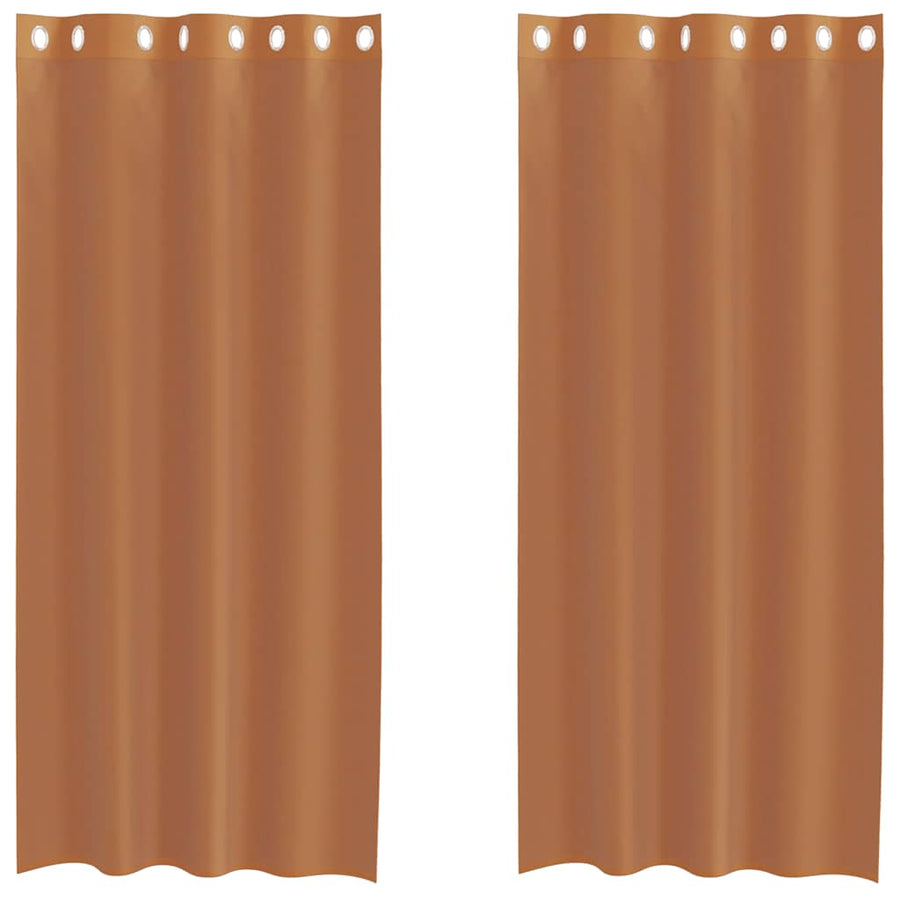 Gordijnen voile met doorvoertules 2 st terracotta
