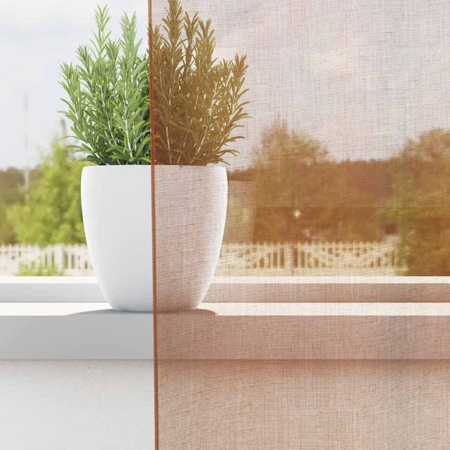 Gordijnen voile met doorvoertules 2 st terracotta