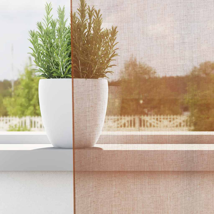 Gordijnen voile met doorvoertules 2 st terracotta