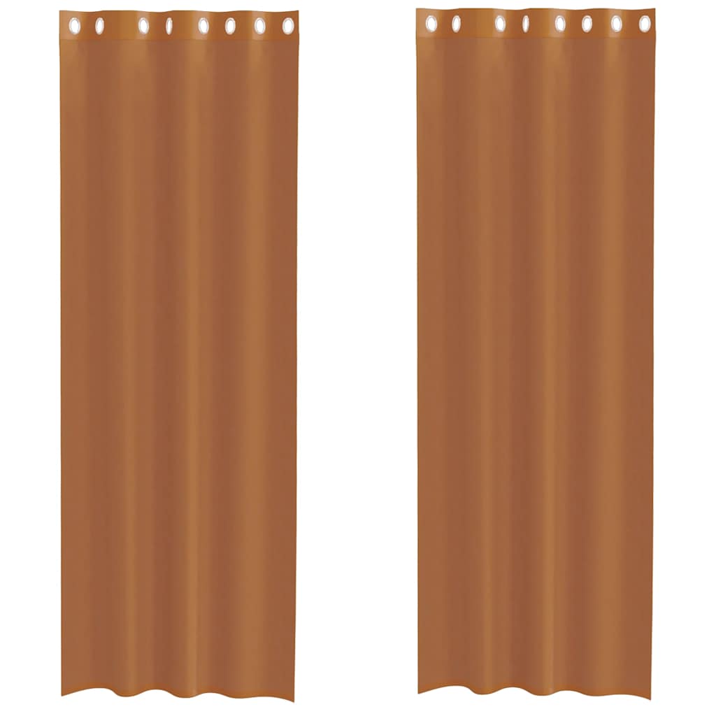Gordijnen voile met doorvoertules 2 st terracotta