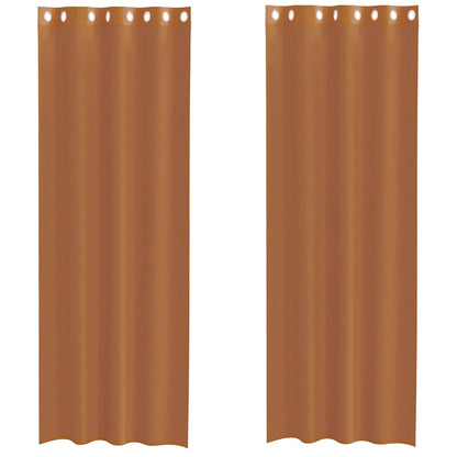 Gordijnen voile met doorvoertules 2 st terracotta