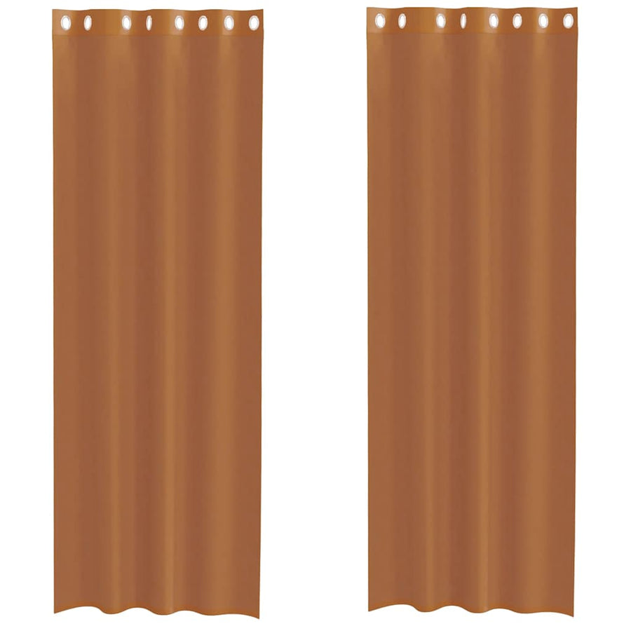 Gordijnen voile met doorvoertules 2 st terracotta