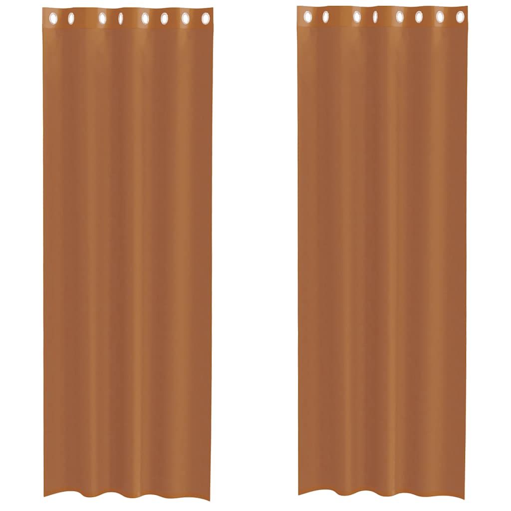 Gordijnen voile met doorvoertules 2 st terracotta