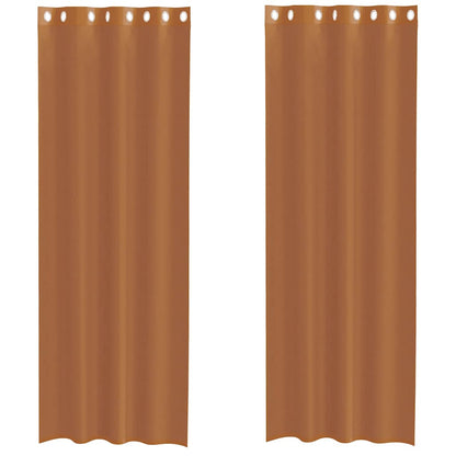 Gordijnen voile met doorvoertules 2 st terracotta