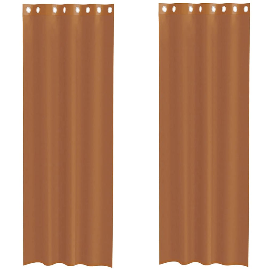 Gordijnen voile met doorvoertules 2 st terracotta