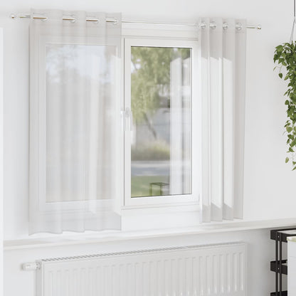 Gordijnen voile met doorvoertules 2 st wit