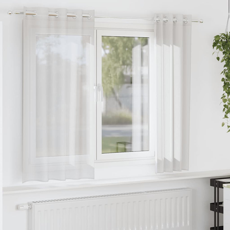 Gordijnen voile met doorvoertules 2 st wit