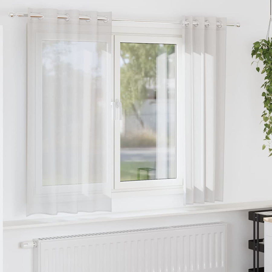 Gordijnen voile met doorvoertules 2 st wit