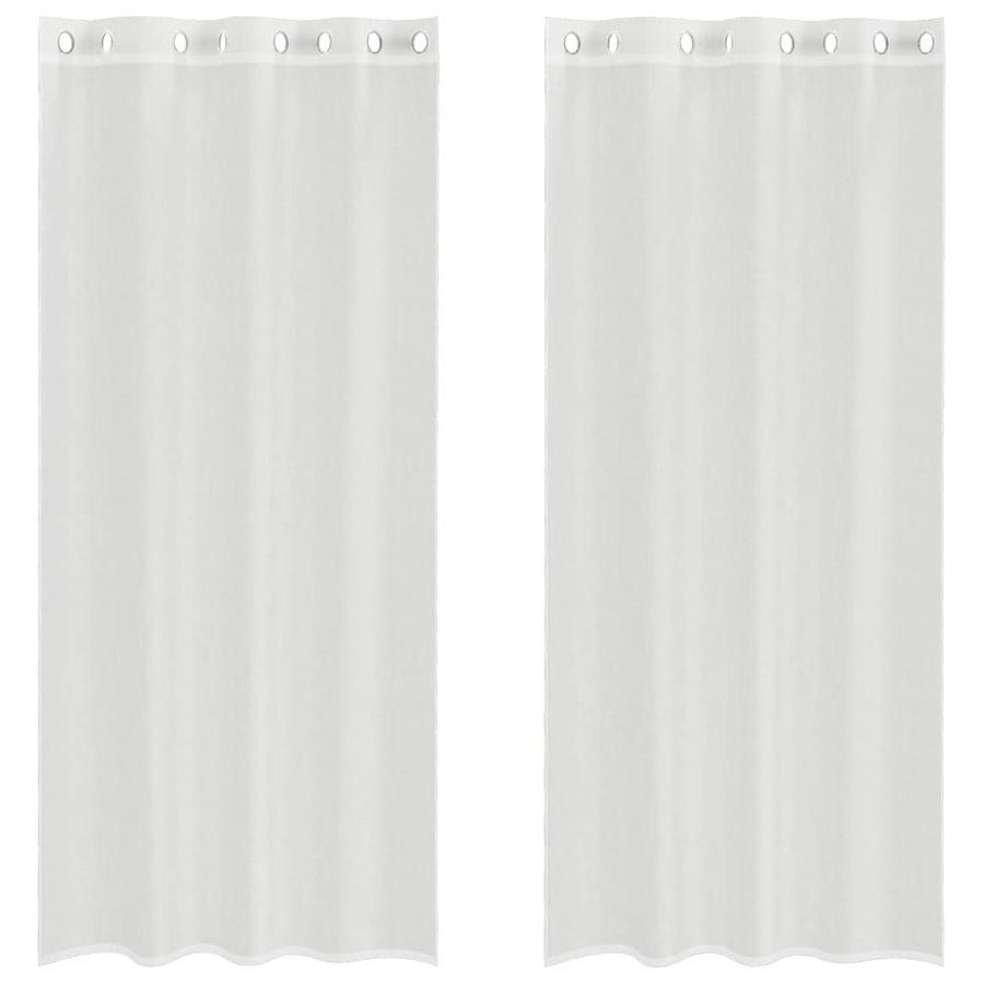 Gordijnen voile met doorvoertules 2 st wit
