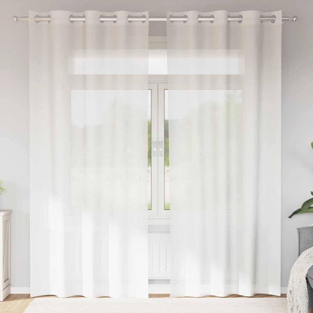 Gordijnen voile met doorvoertules 2 st wit