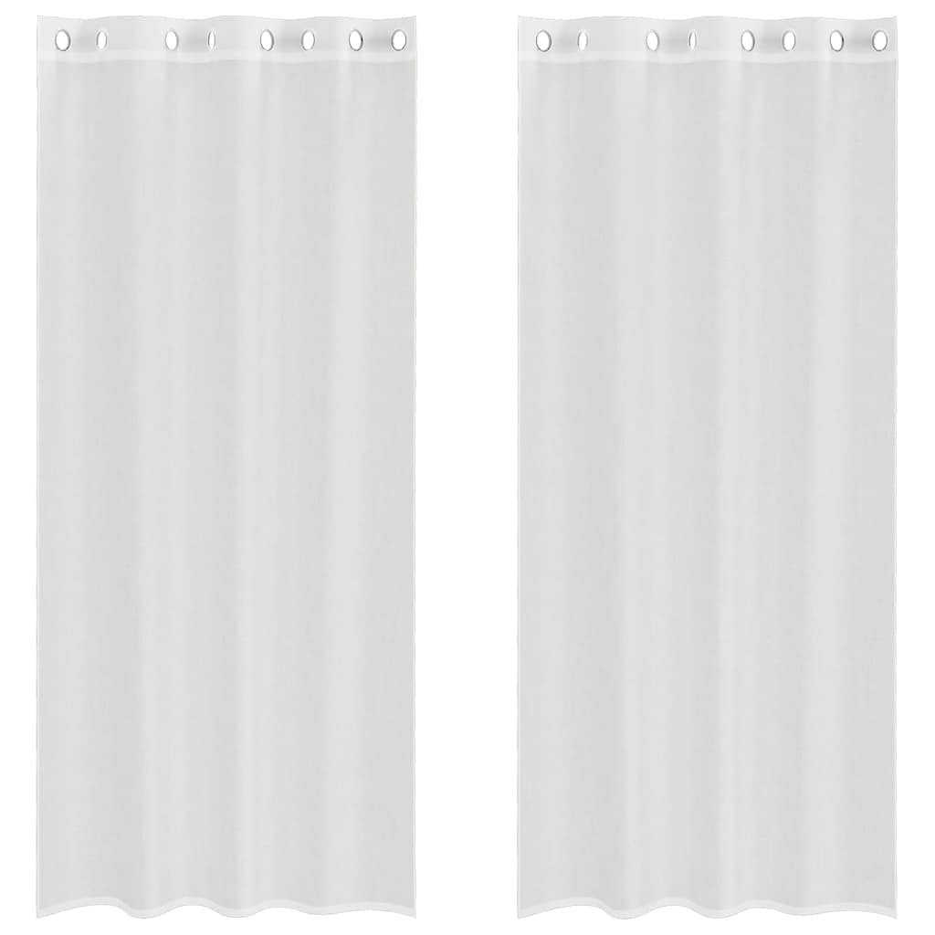 Gordijnen voile met doorvoertules 2 st wit