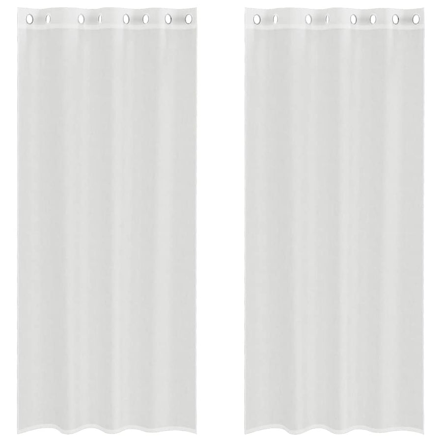 Gordijnen voile met doorvoertules 2 st wit