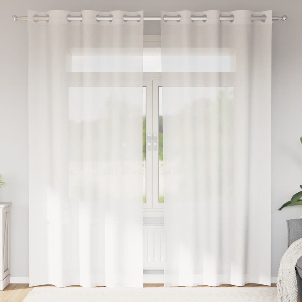 Gordijnen voile met doorvoertules 2 st wit