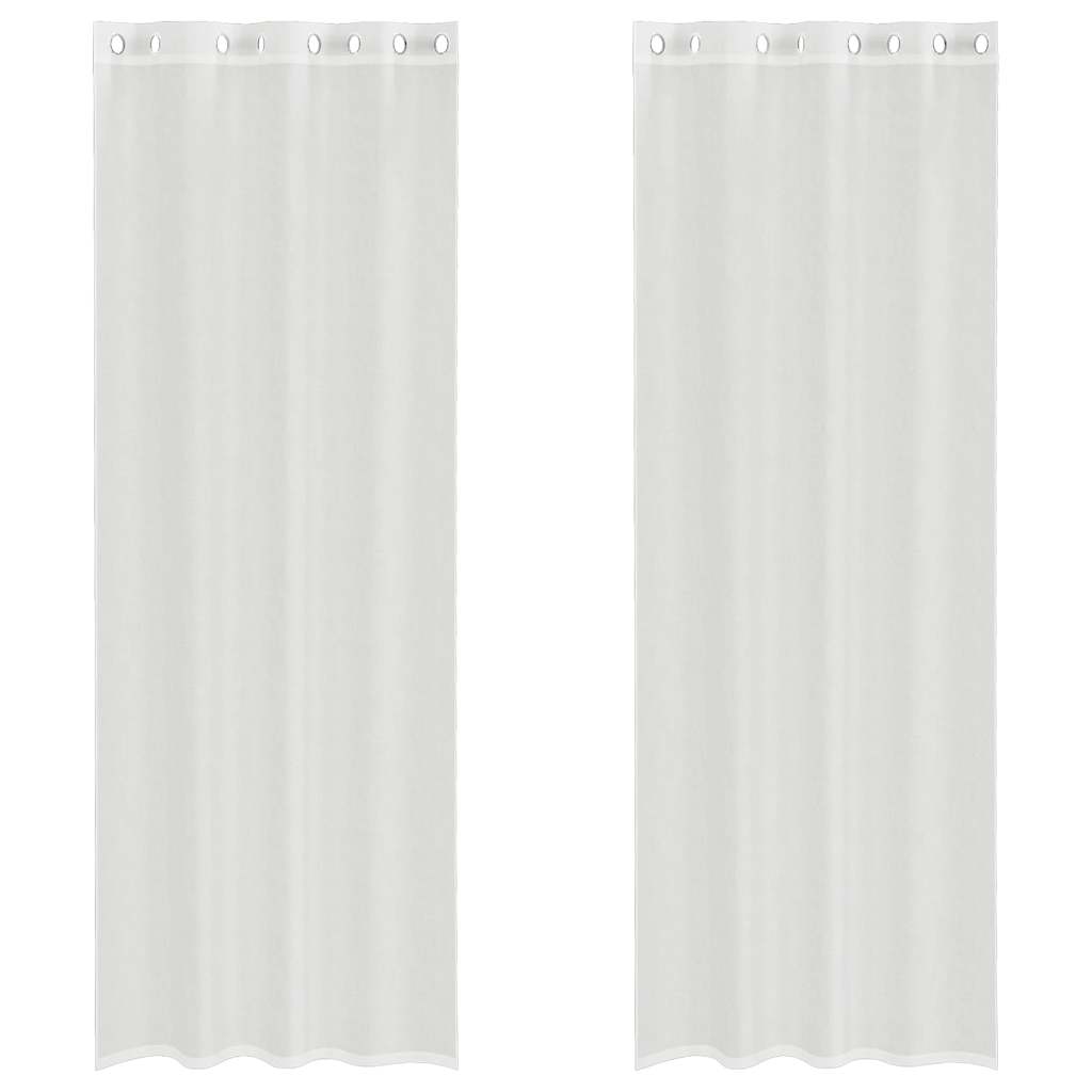 Gordijnen voile met doorvoertules 2 st wit