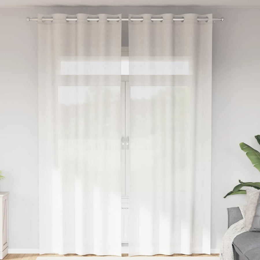 Gordijnen voile met doorvoertules 2 st wit