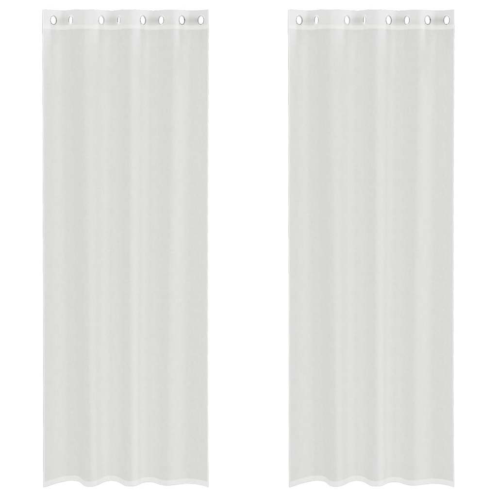 Gordijnen voile met doorvoertules 2 st wit