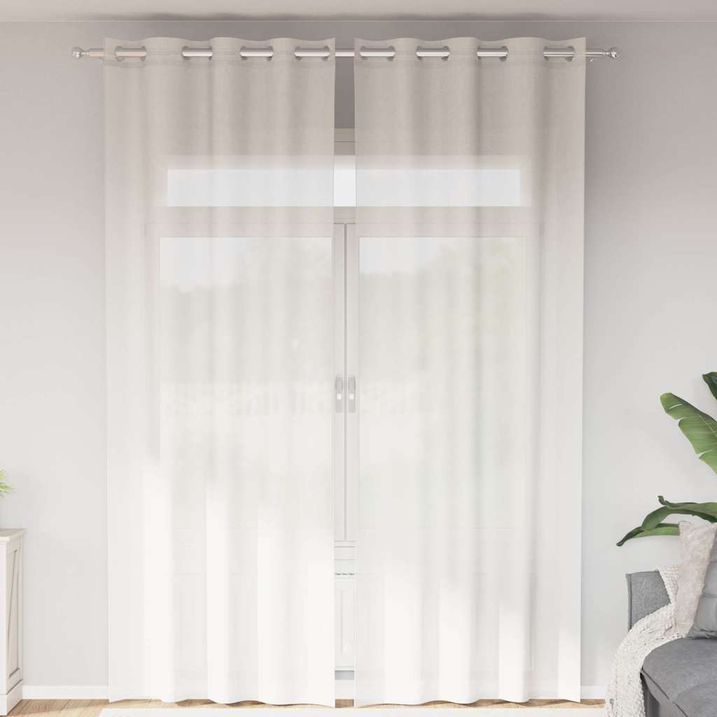 Gordijnen voile met doorvoertules 2 st wit