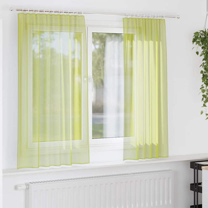 Gordijnen voile met roedezakken 2 st appelgroen
