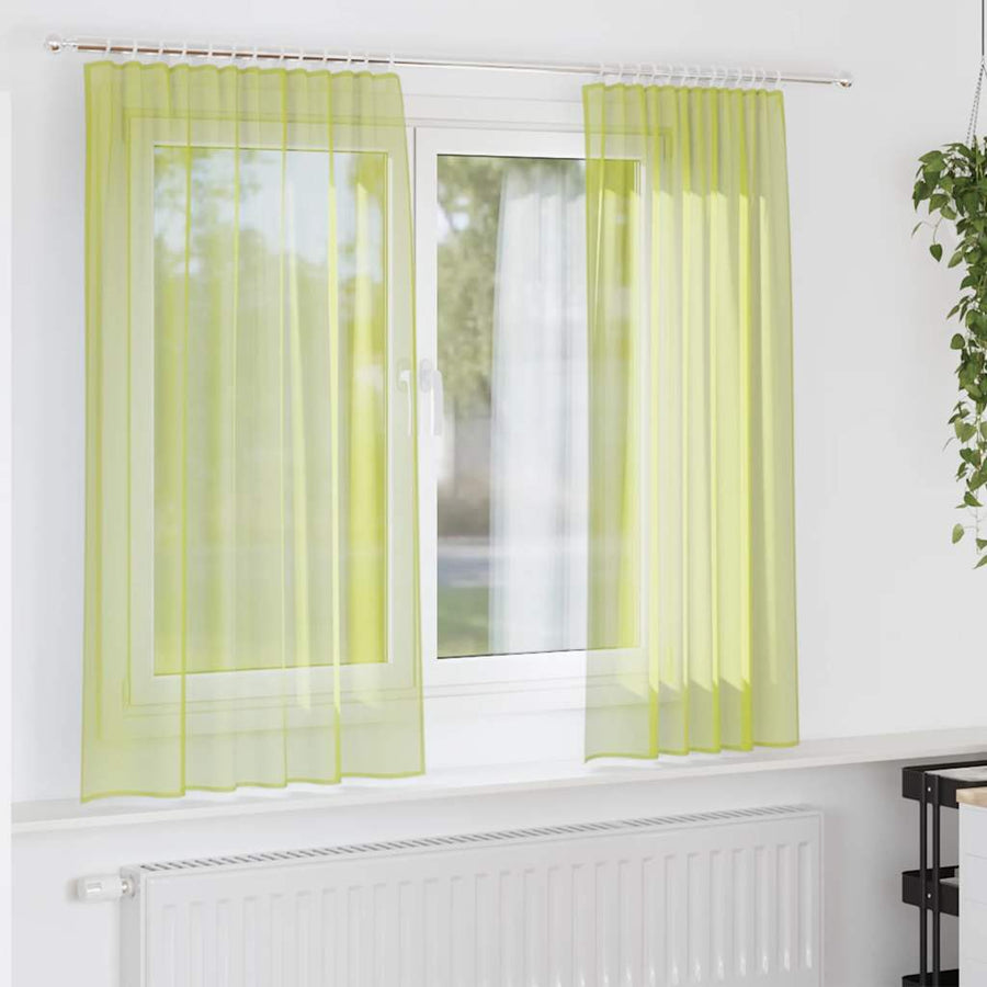 Gordijnen voile met roedezakken 2 st appelgroen