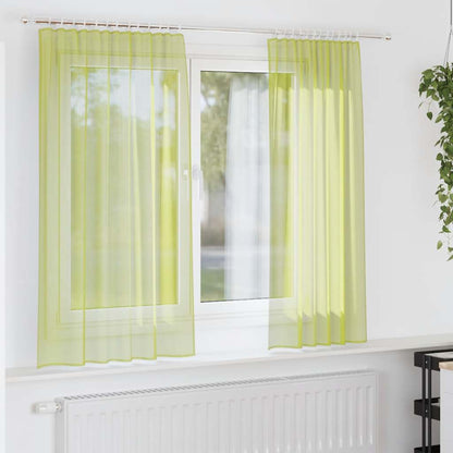 Gordijnen voile met roedezakken 2 st appelgroen