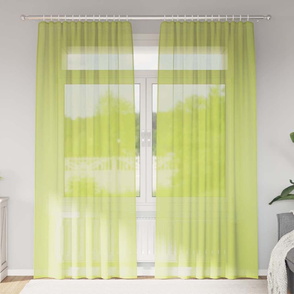 Gordijnen voile met roedezakken 2 st appelgroen