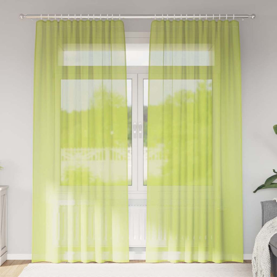 Gordijnen voile met roedezakken 2 st appelgroen