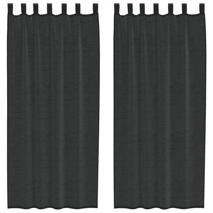 Gordijnen voile met roedezakken 2 st zwart
