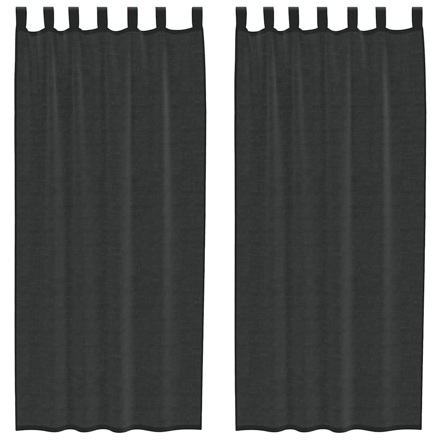 Gordijnen voile met roedezakken 2 st zwart