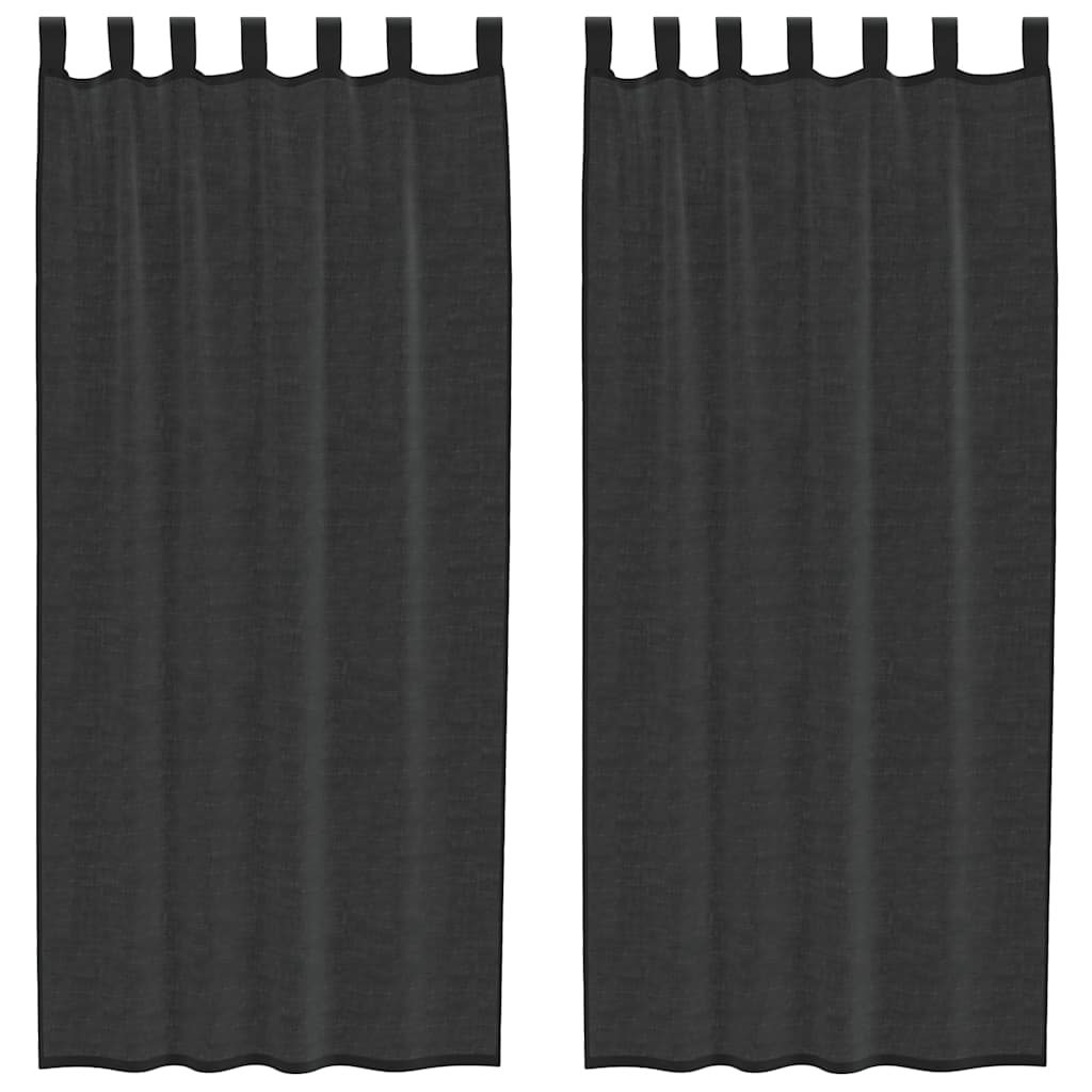 Gordijnen voile met roedezakken 2 st zwart