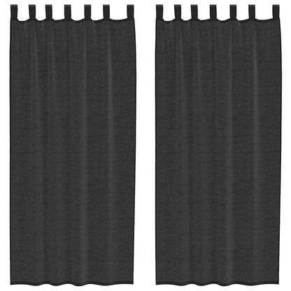 Gordijnen voile met roedezakken 2 st zwart