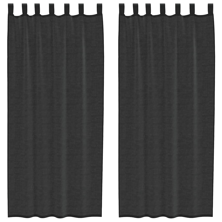 Gordijnen voile met roedezakken 2 st zwart