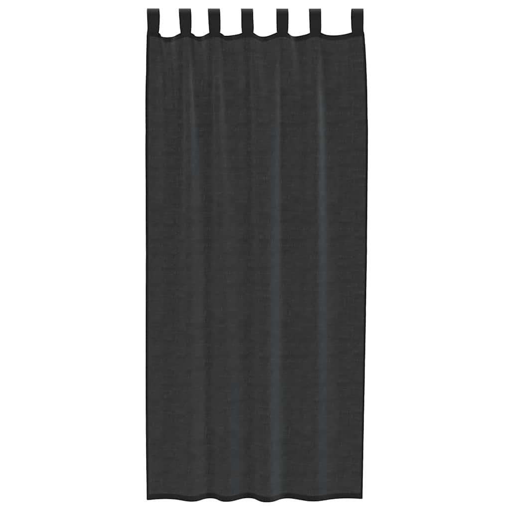 Gordijnen voile met roedezakken 2 st zwart