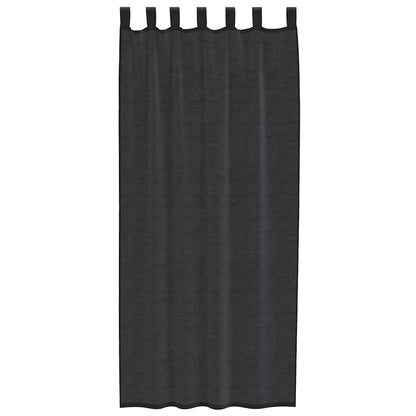 Gordijnen voile met roedezakken 2 st zwart