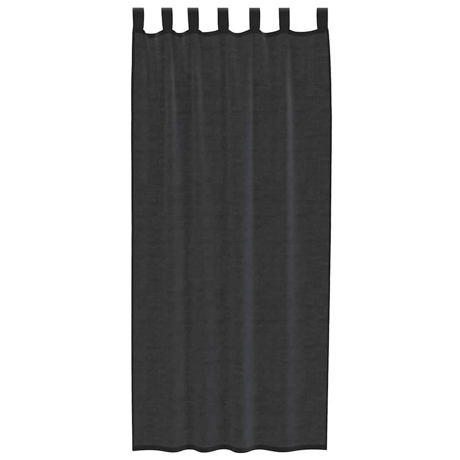 Gordijnen voile met roedezakken 2 st zwart